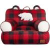 imageDearfoams Red and Black Buffalo Check Sherpa Plush Bean Bag Chair with Novelty Ears LargeRed and Black