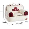 imageDearfoams Red and Black Buffalo Check Sherpa Plush Bean Bag Chair with Novelty Ears LargeWhite and Red