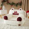 imageDearfoams Red and Black Buffalo Check Sherpa Plush Bean Bag Chair with Novelty Ears LargeWhite and Red