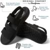imageDearfoams Womens Emilia Slip on Comfortable Cushioned Gore Lightweight Sandal FlatBlack