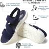 imageDearfoams Womens Emilia Slip on Comfortable Cushioned Gore Lightweight Sandal FlatNavy
