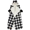 imageDearfoams Farmhouse Plaid Buffalo Check Printed Royal Plush with Sherpa Reverse Adult Hooded Throw 50quotx60quotBlackWhite