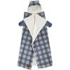 imageDearfoams Farmhouse Plaid Buffalo Check Printed Royal Plush with Sherpa Reverse Adult Hooded Throw 50quotx60quotBlue