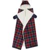 imageDearfoams Farmhouse Plaid Buffalo Check Printed Royal Plush with Sherpa Reverse Adult Hooded Throw 50quotx60quotRed