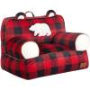 imageDearfoams Red and Black Buffalo Check Sherpa Plush Bean Bag Chair with Novelty Ears LargeRed and Black