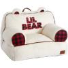 imageDearfoams Red and Black Buffalo Check Sherpa Plush Bean Bag Chair with Novelty Ears LargeWhite and Red