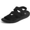 imageDearfoams Womens Emilia Slip on Comfortable Cushioned Gore Lightweight Sandal FlatBlack