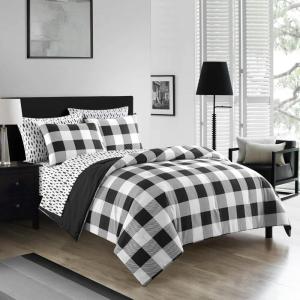 imageDearfoams 7 Piece Super Soft Bed in a Bag Bedding Set Black and White King