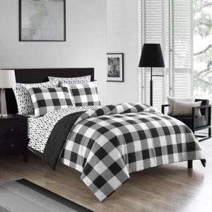 imageDearfoams 7 Piece Super Soft Bed in a Bag Bedding Set Black and White QueenBlack and White