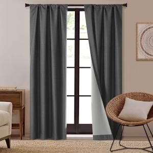 imageDearfoams Energy Efficient Total Blackout Curtain Window Panel Set of 2 37quot x 63quot NavyBlack