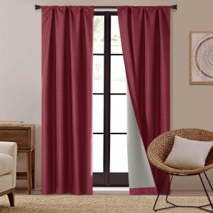 imageDearfoams Energy Efficient Total Blackout Curtain Window Panel Set of 2 37quot x 63quot NavyBurgundy