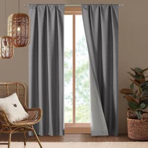imageDearfoams Energy Efficient Total Blackout Curtain Window Panel Set of 2 37quot x 63quot NavyCharcoal