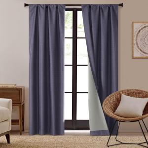 imageDearfoams Energy Efficient Total Blackout Curtain Window Panel Set of 2 37quot x 63quot NavyNavy