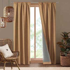 imageDearfoams Energy Efficient Total Blackout Curtain Window Panel Set of 2 37quot x 63quot NavyTan