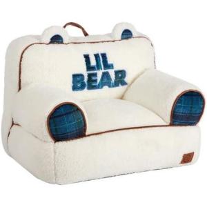 imageDearfoams Red and Black Buffalo Check Sherpa Plush Bean Bag Chair with Novelty Ears LargeWhite and Navy