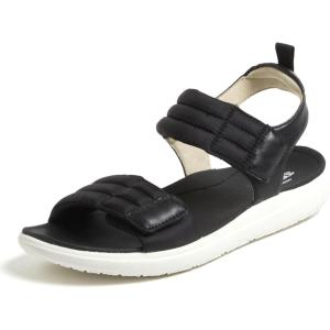 imageDearfoams Womens Comfortable Strap Thea Easy on Off Cushioned Lightweight Walking Shoe Sandal FlatBlack