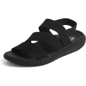 imageDearfoams Womens Emilia Slip on Comfortable Cushioned Gore Lightweight Sandal FlatBlack