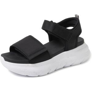 imageDearfoams Womens Platform Lightweight Adjustable Odell Wedge SandalBlack
