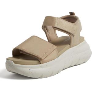 imageDearfoams Womens Platform Lightweight Adjustable Odell Wedge SandalLatte