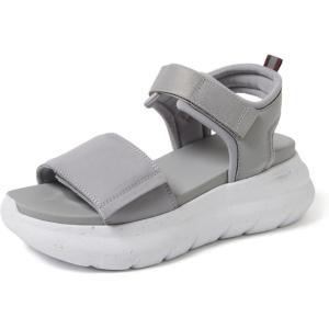 imageDearfoams Womens Platform Lightweight Adjustable Odell Wedge SandalSleet