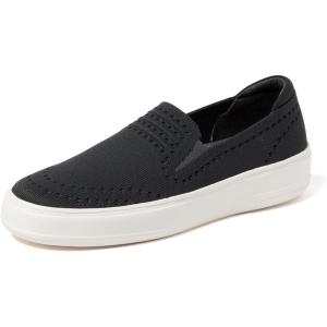 imageDearfoams Womens SlipOn Lightweight Comfortable Sophie Loafers with Arch SupportBlack Solid