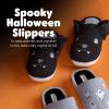 imageDearfoams UnisexAdult Spooky Fuzzy Halloween Pumpkin Jack O Lantern SlipperBlack Bat