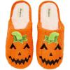 imageDearfoams UnisexAdult Spooky Fuzzy Halloween Pumpkin Jack O Lantern SlipperJack O Lantern