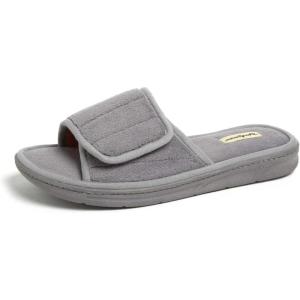 imageDearfoams Mens Adjustable IndoorOutdoor Memory Foam Machine Washable Summer Slide Slipper