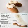 imageDearfoams Womens Fireside Adelaide Shearling Soft Memory Foam Plush Indoor House Shoe Clog SlipperChestnut