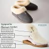 imageDearfoams Womens Fireside Adelaide Shearling Soft Memory Foam Plush Indoor House Shoe Clog SlipperGrey
