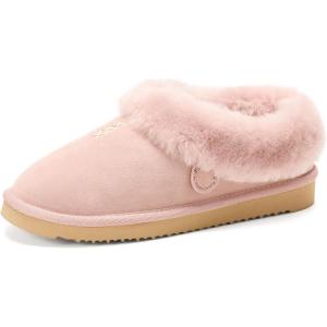 imageDearfoams Womens Fireside Adelaide Shearling Soft Memory Foam Plush Indoor House Shoe Clog SlipperDusty Pink