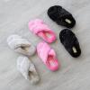 imageDearfoams UnisexChild Ava Kids Printed Detail faux faux fur Cross Band Slide SlipperSparkle Grey
