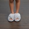 imageDearfoams UnisexChild Ava Kids Printed Detail faux faux fur Cross Band Slide SlipperSparkle Grey