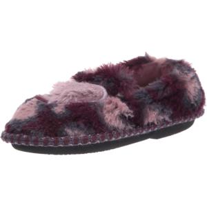 imageDearfoams Kids Mia faux faux fur Closed Back with Heart Detail SlipperAubergine