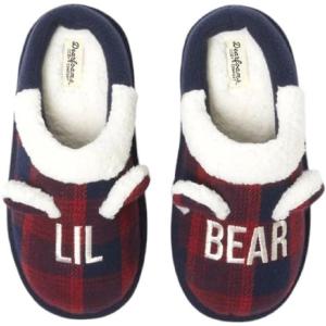 imageDearfoams Lil Bear Plaid Clog Youth Slippers 45 Cozy Comfort Unisex e