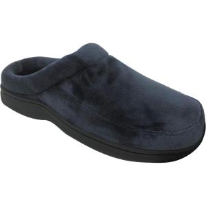 imageDearfoams Mens Microfiber Terry Clog with Memory Foam Slippers Medium Blue
