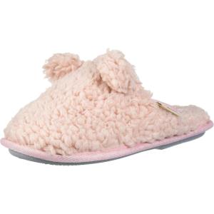 imageDearfoams UnisexChild Kids Toddlers faux sherpa Scuff with Ears SlipperDusty Pink