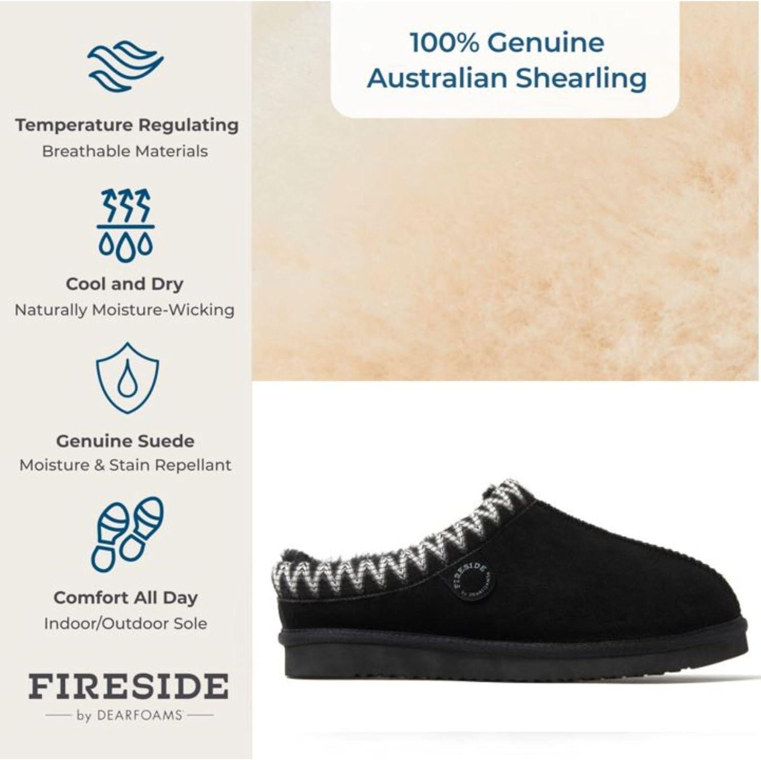 imageFireside by Dearfoams Womens Greta Shearling IndoorOutdoor Clog SlipperBlack Taping