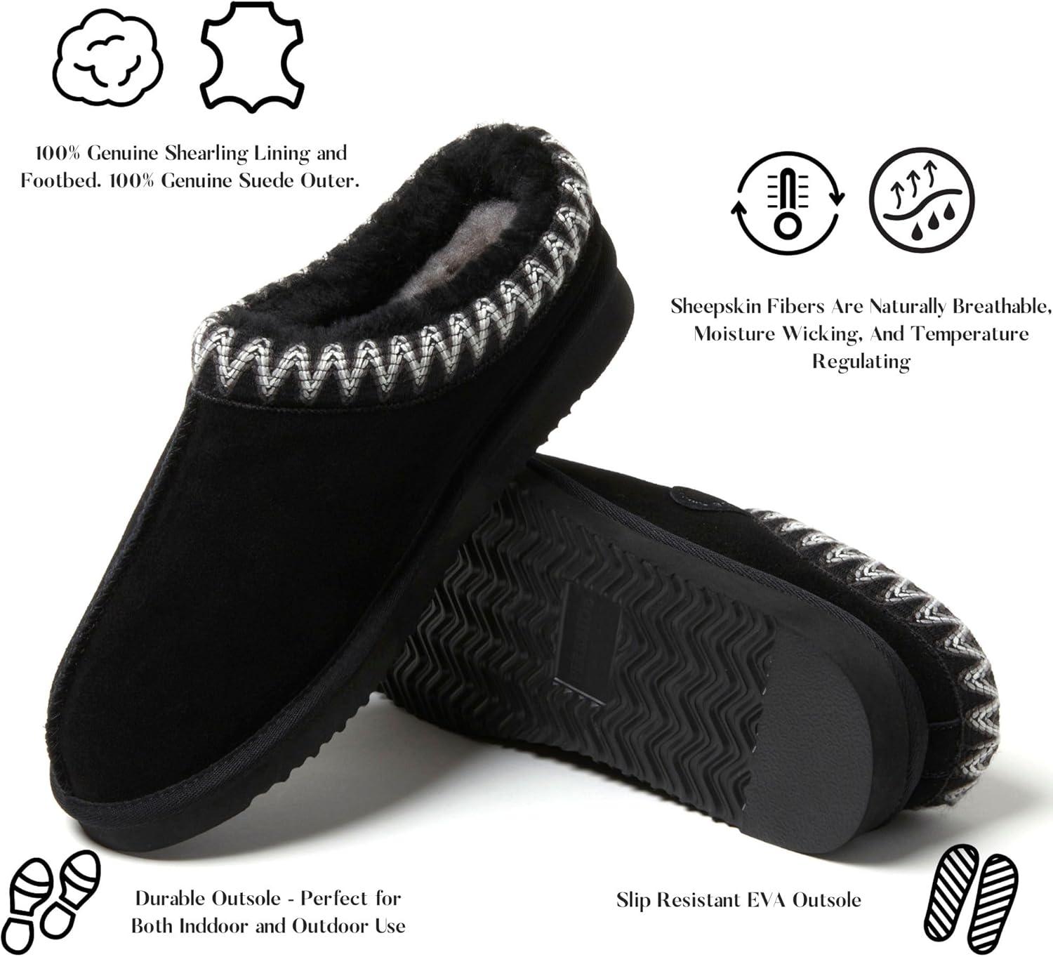 imageFireside by Dearfoams Womens Greta Shearling IndoorOutdoor Clog SlipperBlack Taping