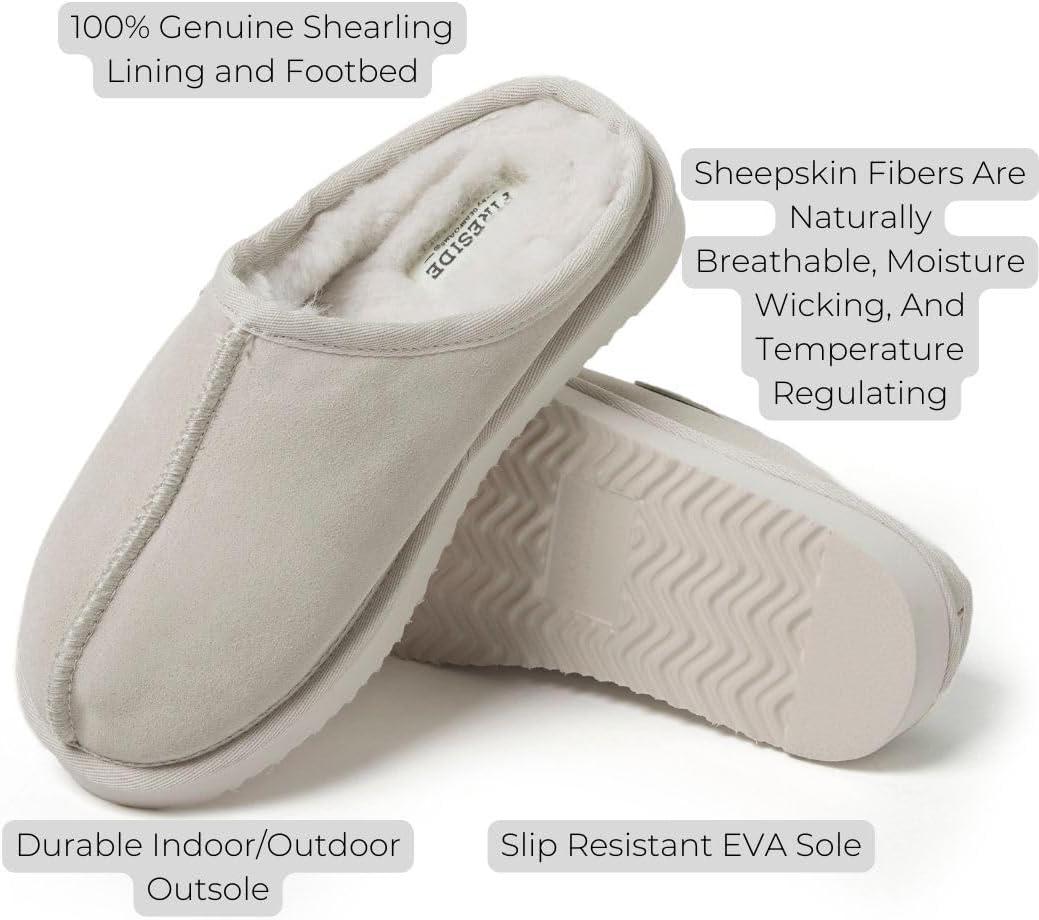imageFireside by Dearfoams Womens Greta Shearling IndoorOutdoor Clog SlipperBone