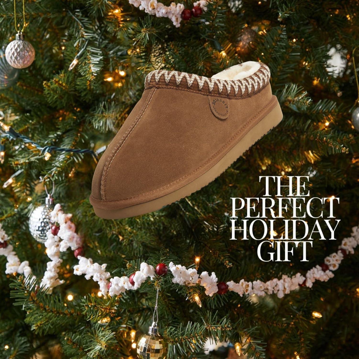imageFireside by Dearfoams Womens Greta Shearling IndoorOutdoor Clog SlipperChestnut Taping
