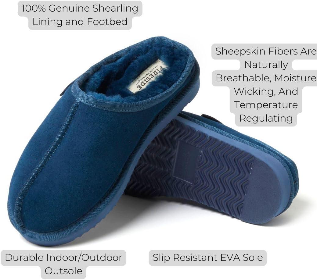 imageFireside by Dearfoams Womens Greta Shearling IndoorOutdoor Clog SlipperDeep Oasis Blue