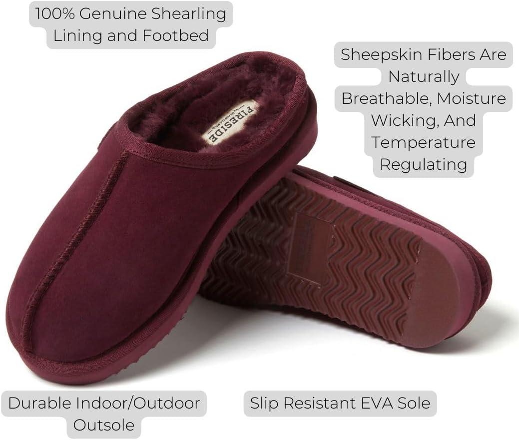 imageFireside by Dearfoams Womens Greta Shearling IndoorOutdoor Clog SlipperFig Purple