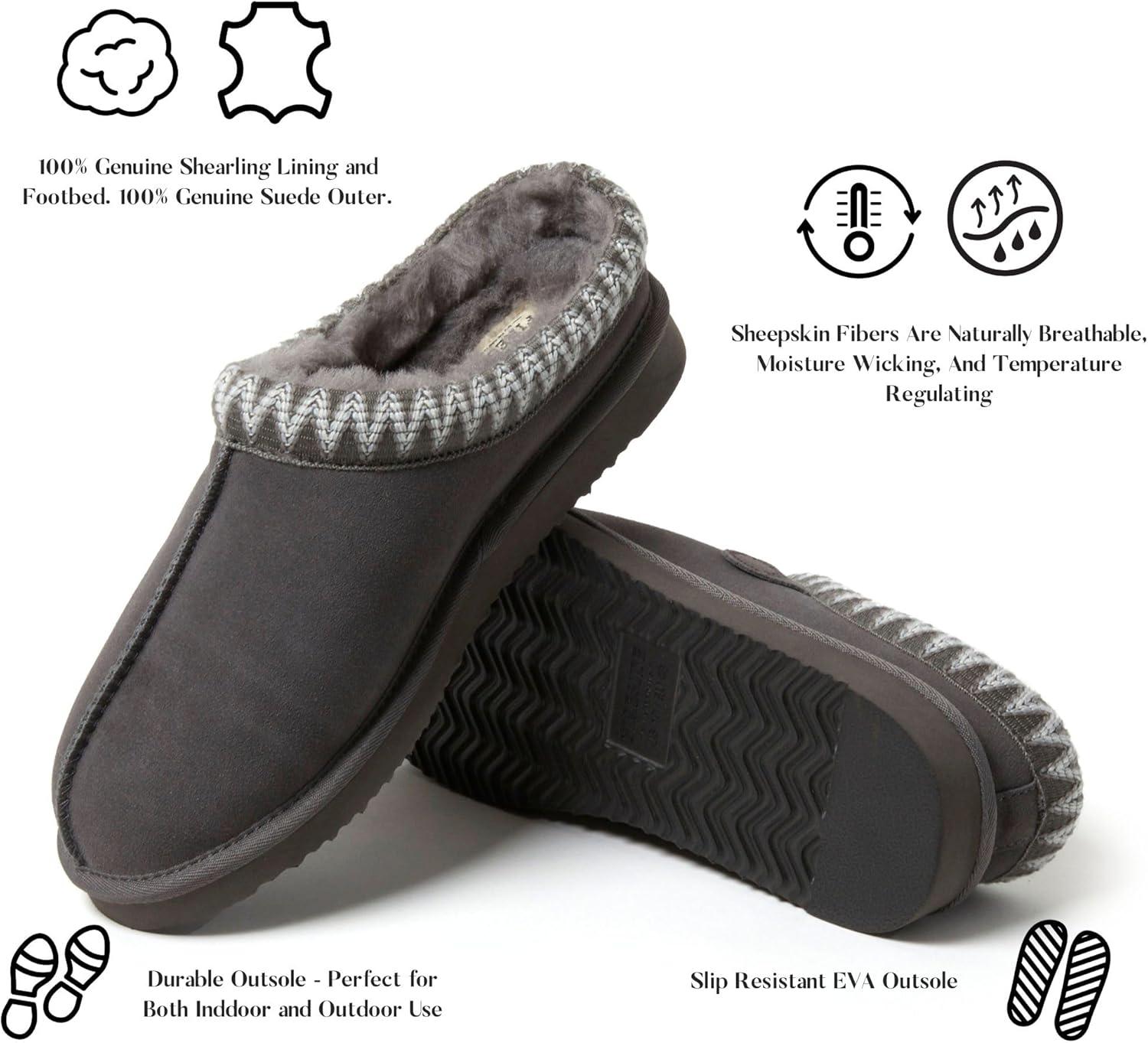 imageFireside by Dearfoams Womens Greta Shearling IndoorOutdoor Clog SlipperGrey Taping