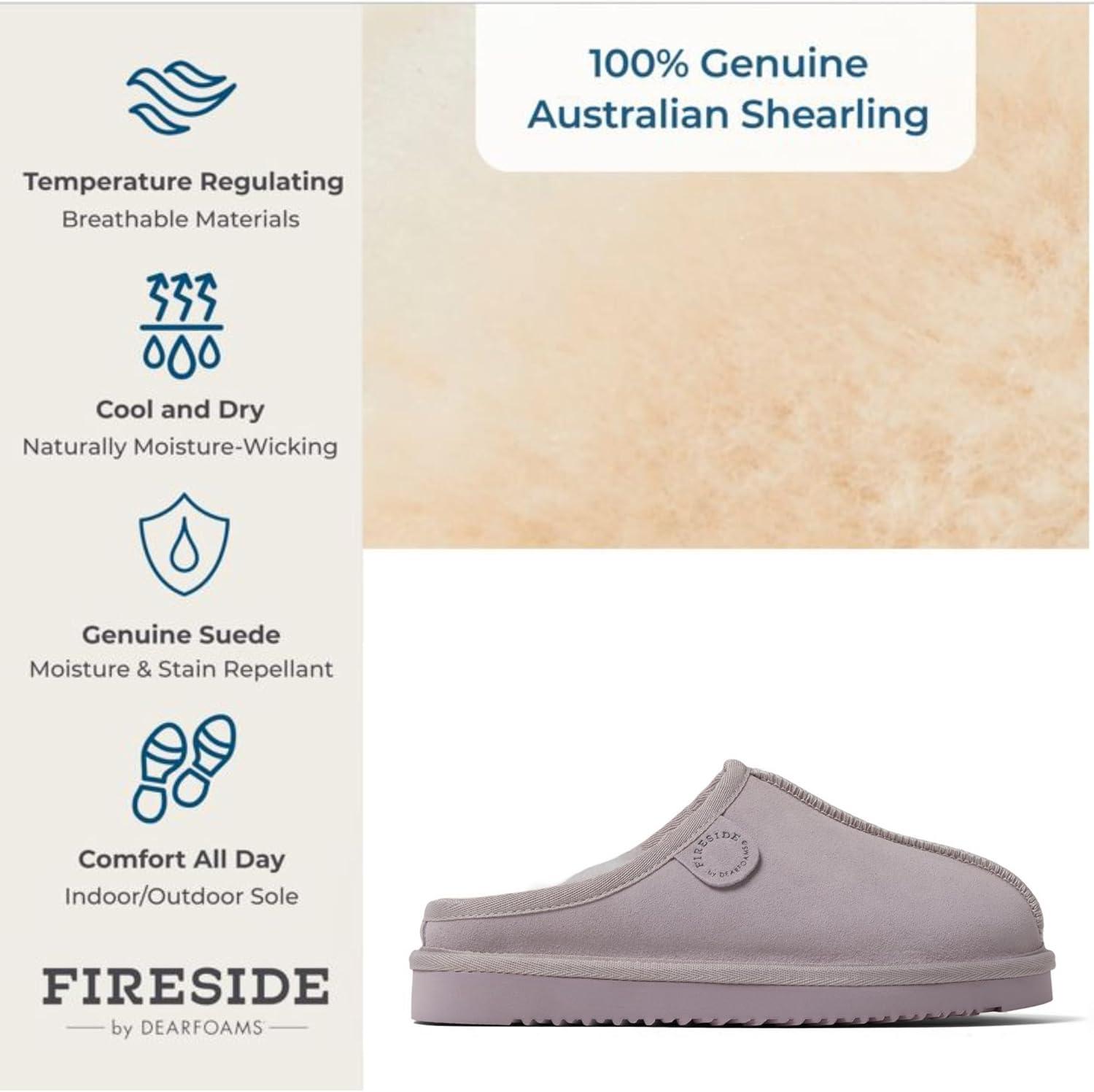 imageFireside by Dearfoams Womens Greta Shearling IndoorOutdoor Clog SlipperLilac