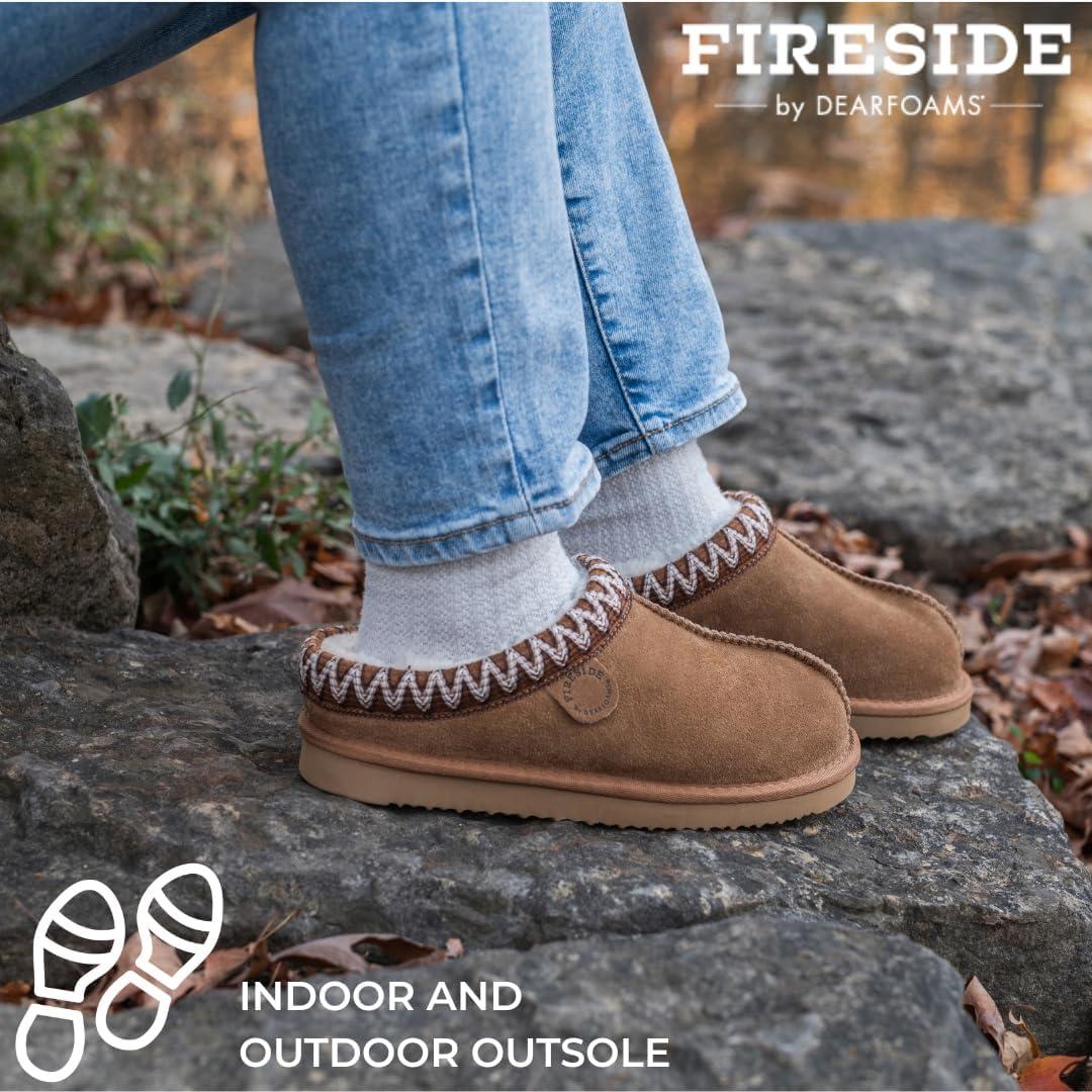 imageFireside by Dearfoams Womens Greta Shearling IndoorOutdoor Clog SlipperMystic Purple Taping