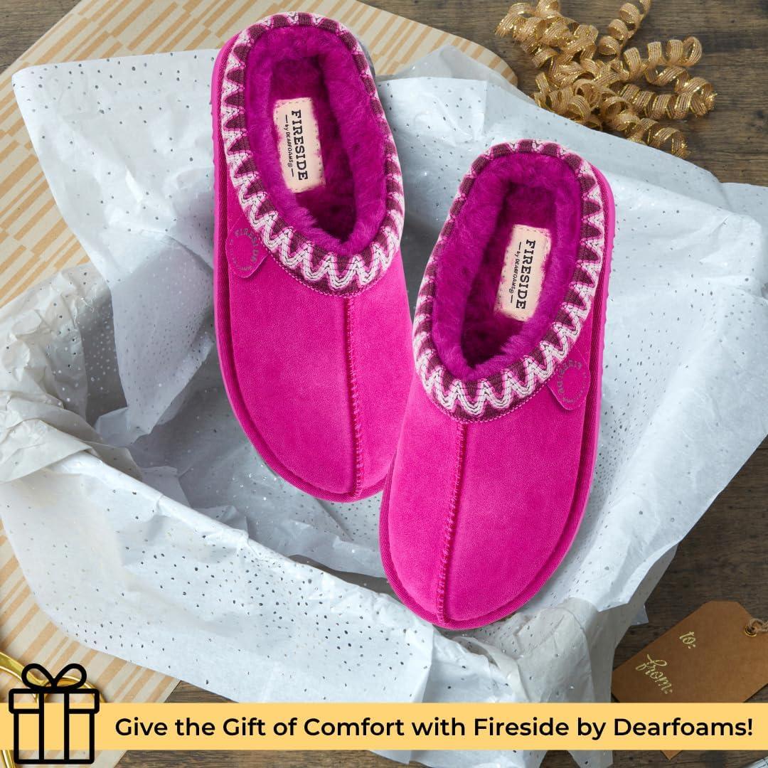 imageFireside by Dearfoams Womens Greta Shearling IndoorOutdoor Clog SlipperMystic Purple Taping