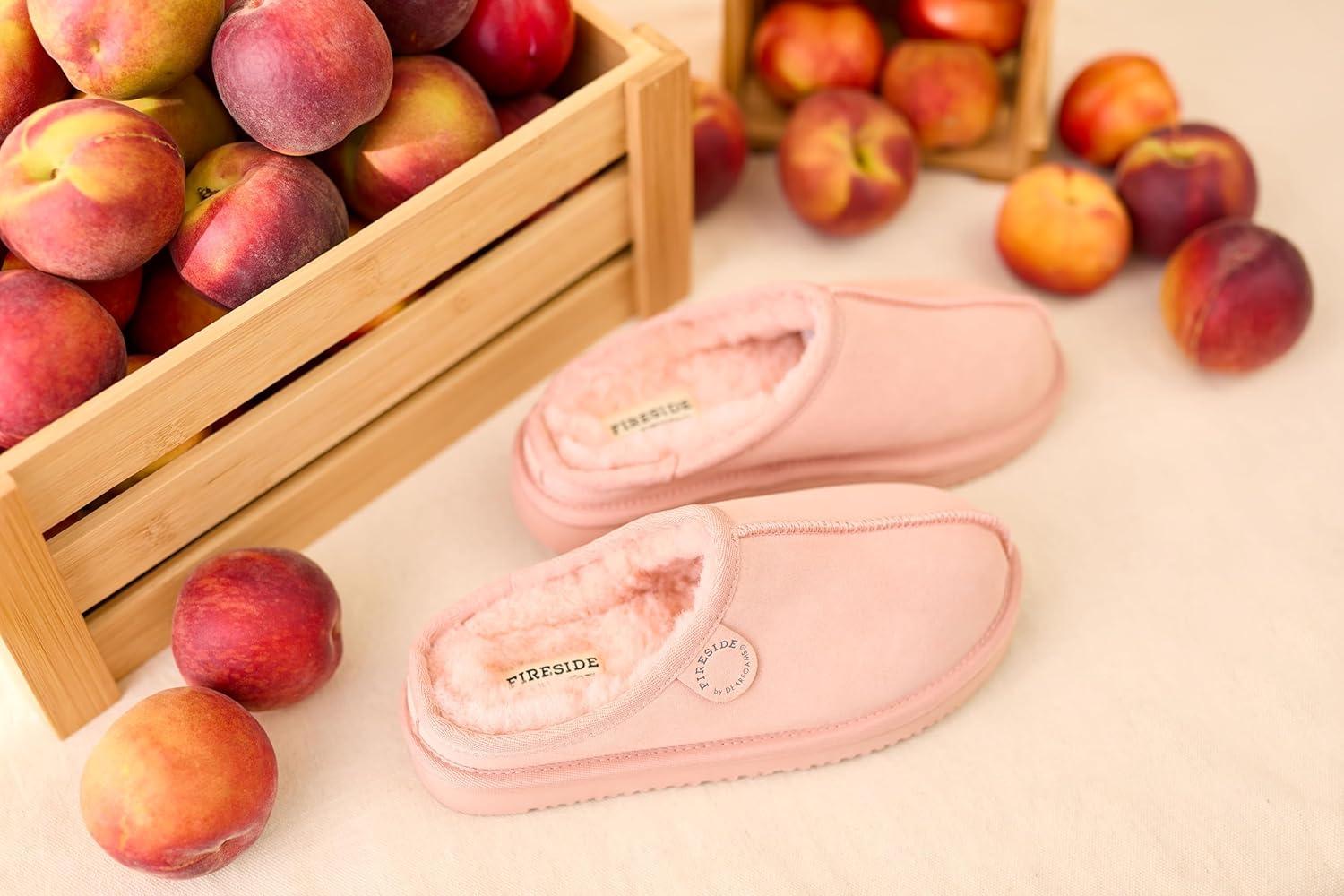 imageFireside by Dearfoams Womens Greta Shearling IndoorOutdoor Clog SlipperPeach Dust