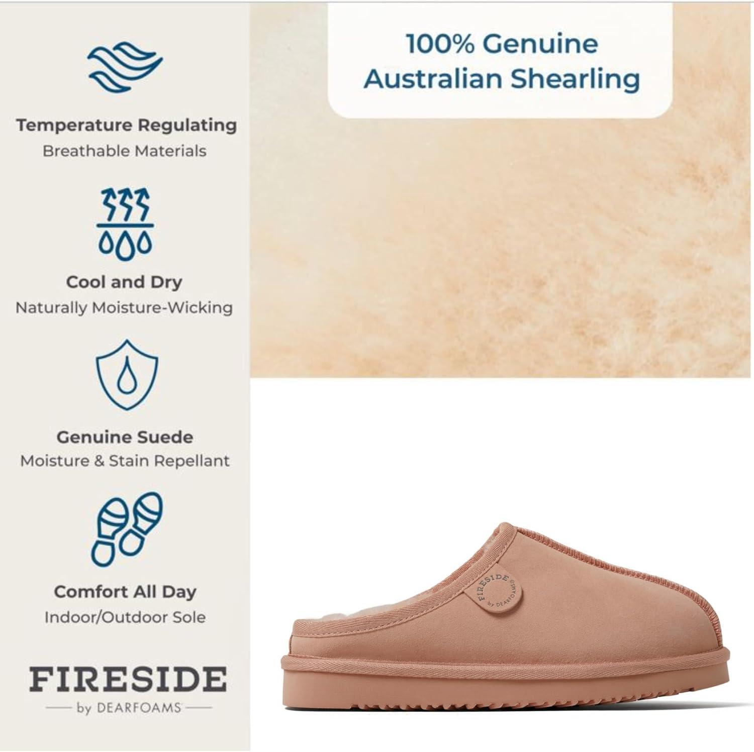 imageFireside by Dearfoams Womens Greta Shearling IndoorOutdoor Clog SlipperPeach Dust
