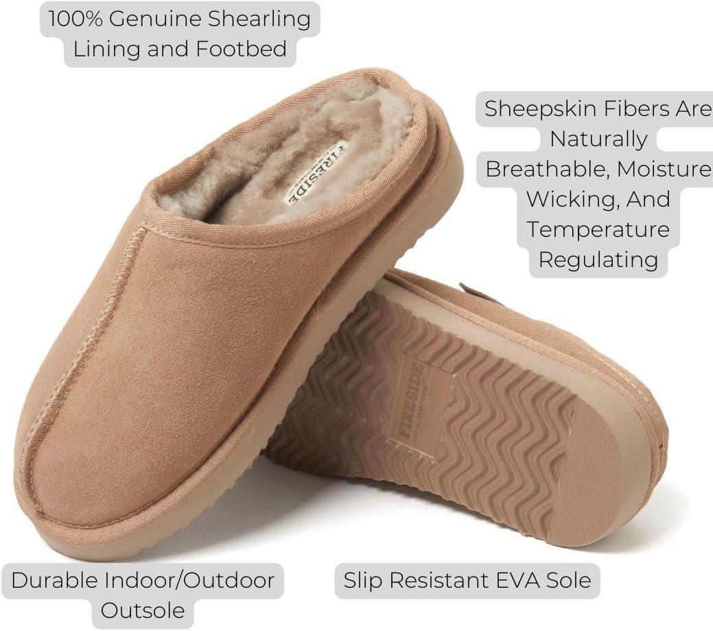 imageFireside by Dearfoams Womens Greta Shearling IndoorOutdoor Clog SlipperSand